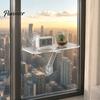 Kitchen Window Herb Stand Sill Plant Shelf with Strong Suction Cups, Clear Acrylic Wall Small Item Display Rack Mounted Floating Ledge, for