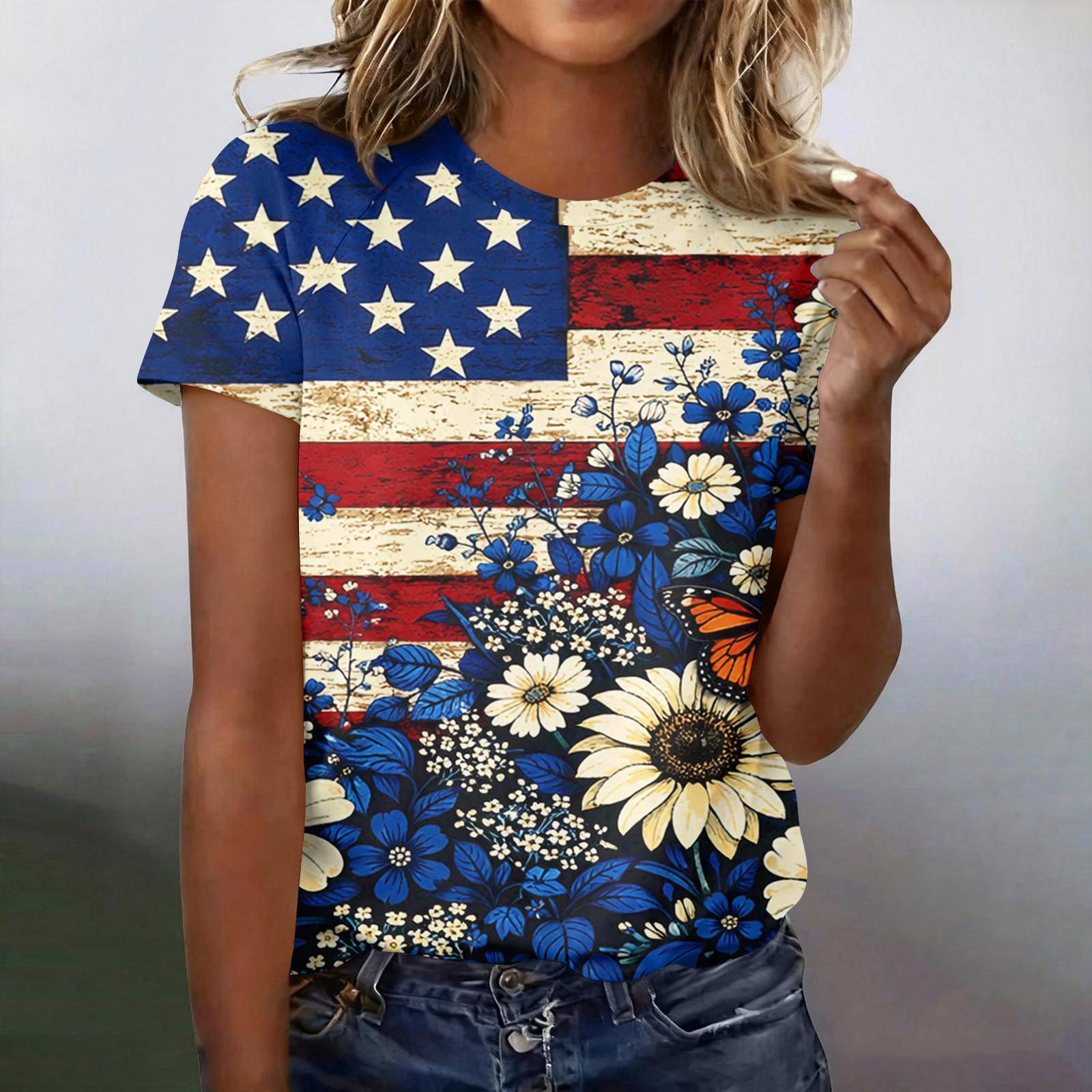 Women s Casual Fashion Short-Sleeve Raglan Sleeve Printed T-Shirt Top L
