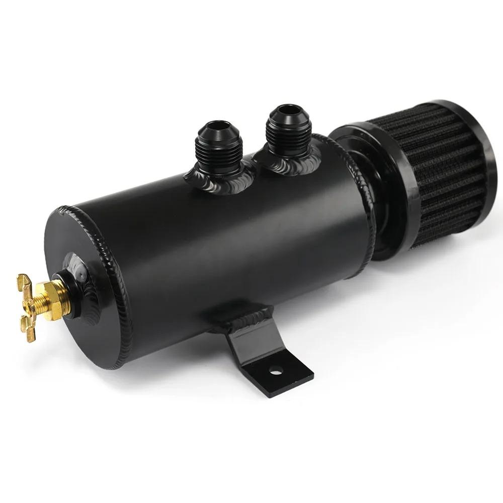 750ml Aluminum AN10 Oil Catch Can Exhaust Reservoir Tank with Breather Filter Baffled Kit Fuel Tank