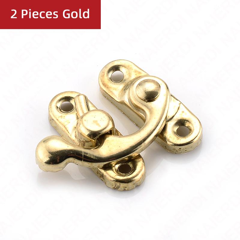 NAIERDI 2PCS Small Antique Metal Lock Decorative Hasps Hook Gift Wooden Jewelry Box Padlock With Screws For Furniture Hardware