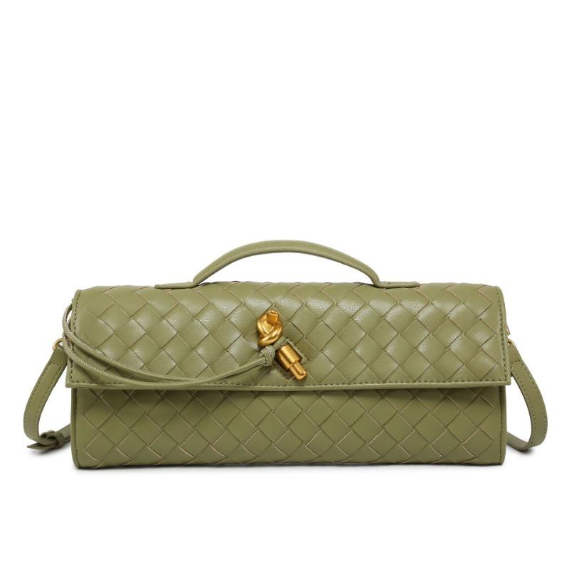 Handwoven Bag Soft Leather Lock Dinner Bag Medieval Baguette Bag Long Fashion