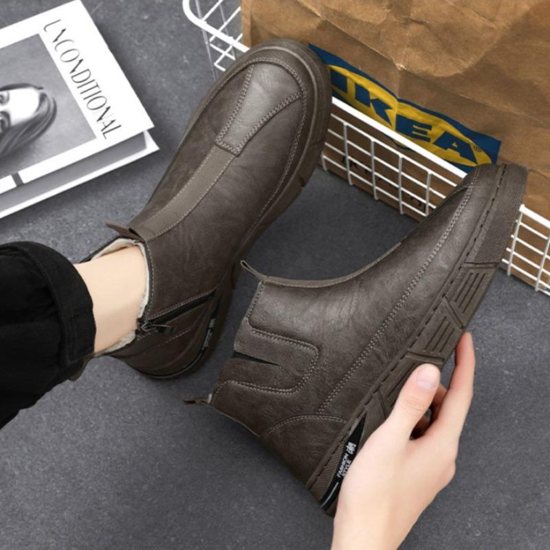 Fashion Winter Men's Short Cotton Boots Trendy Velvet Warm Men Snow Boots British High-top Men Shoes Tooling Fad Boot Boots Botas Hombre