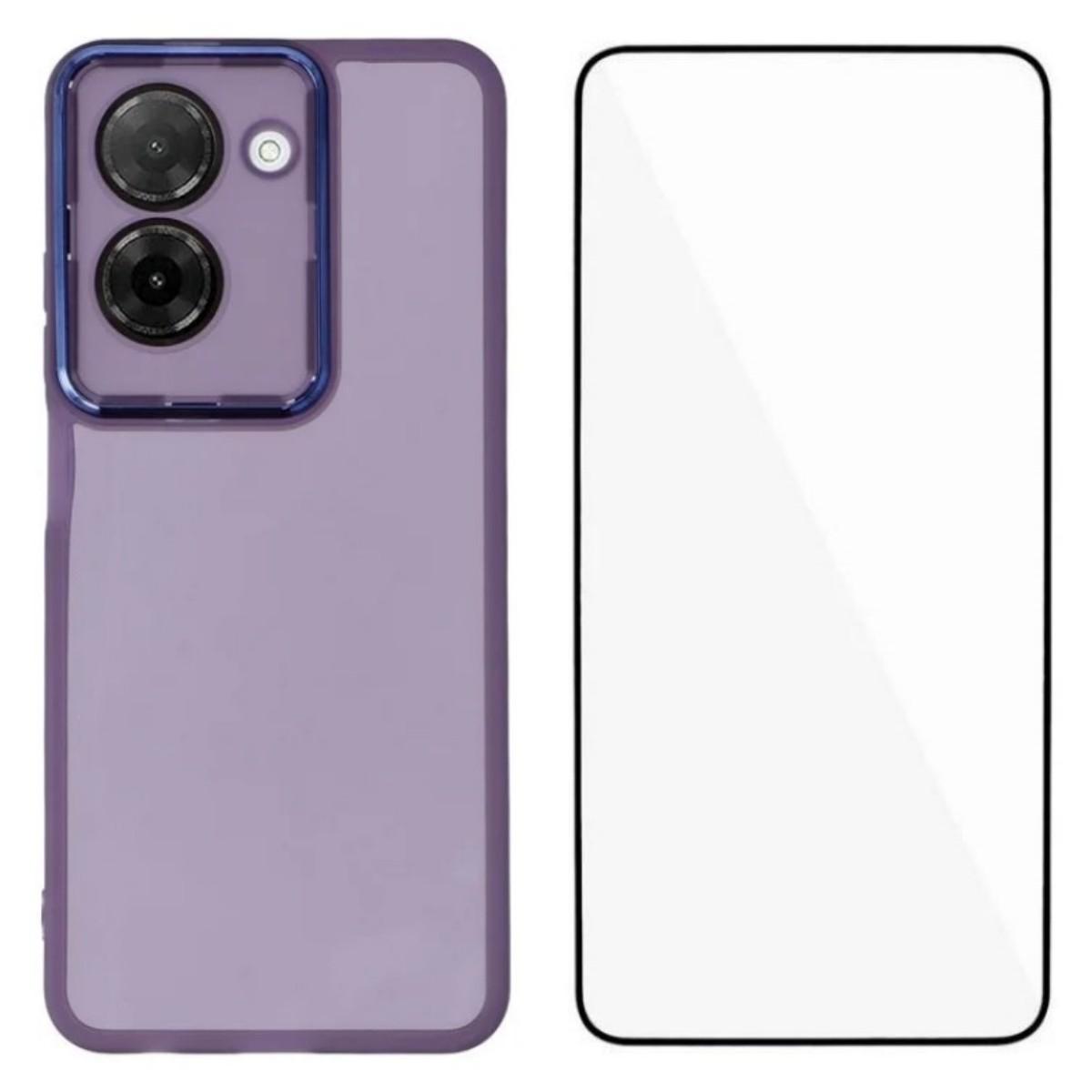 

For Xiaomi Redmi A5 4G (171.7*77.8*8.3mm) TPU Case WANLONFENG DKSM Series Electroplated Frame Back Cover with Tempered Glass Purple