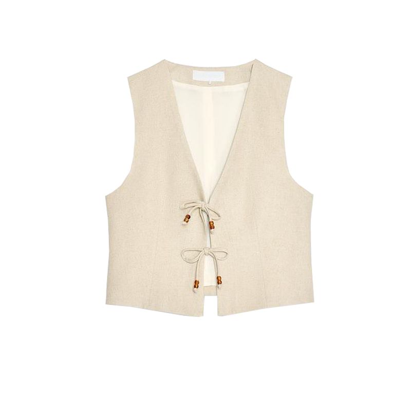

Za Beaded Linen Blend Vest Vest 3431998 Beaded Linen Blend Shorts 3390998 Light beige Tops XS