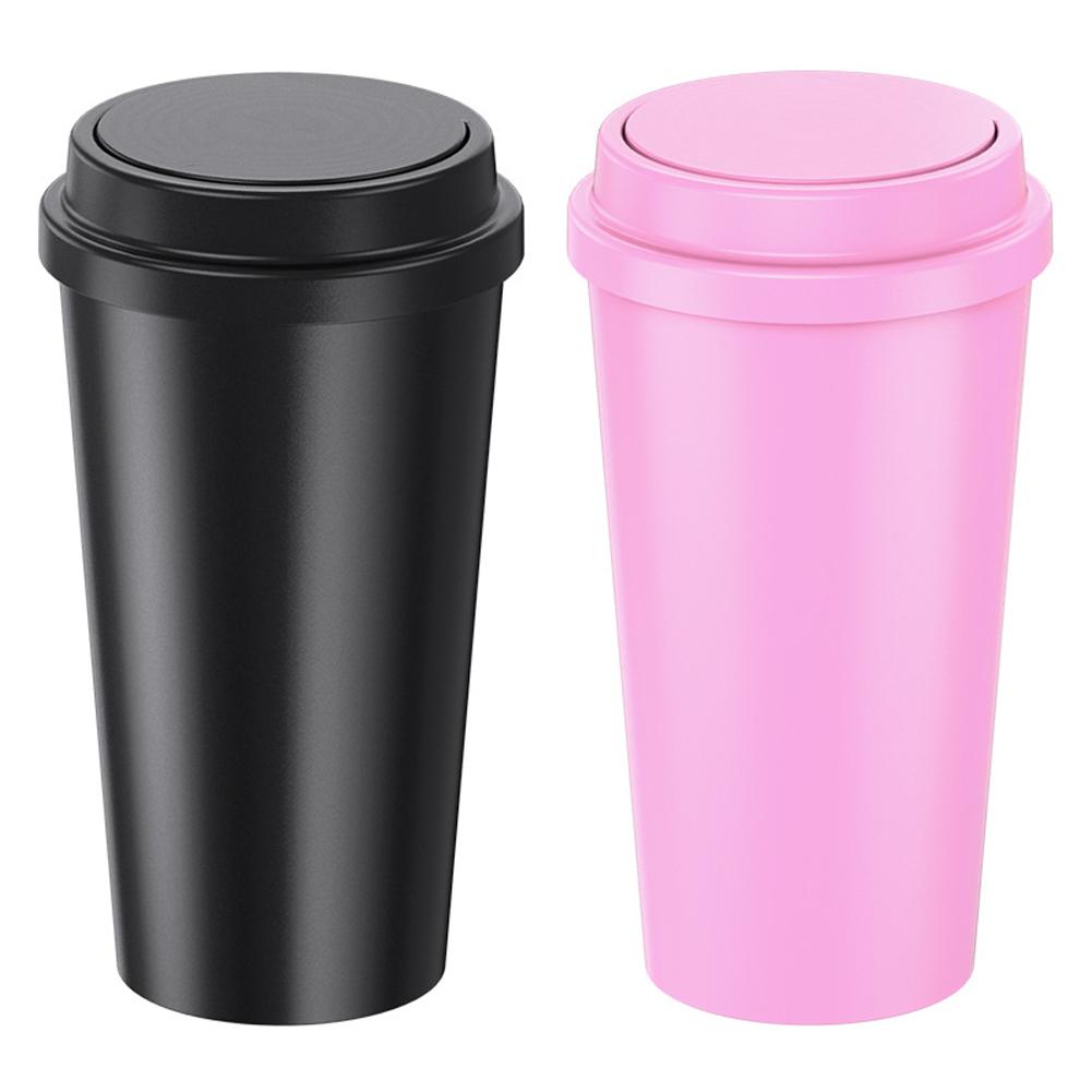 Car Styling Trash Can with Pop-up Lid Round Garbage Bin Auto Interior Waste Storage Cup Holder Trash Container Accessories
