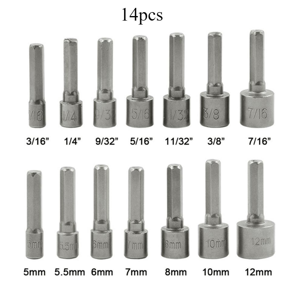 9/14 Pcs Power Nut Driver Drill Bit Sets Hexagon Socket Wrench Anchor Bolt Sleeve Bit Self-tapping Screws Adapter Drill Bit