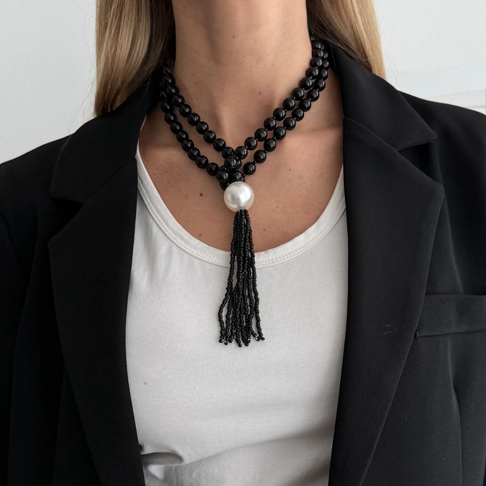 Creative Plastic/Resin Beaded Tassel Long Fashion Jewelry Adjustable Pendant Minimalist Neck Chain Casual Wear