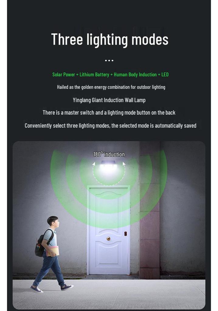 Yinglang Outdoor Solar Wall Light: Three-Sided Super Bright Illumination, Long Lifespan for Courtyard and Home Entrance.
