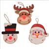 3 st Julhänge i trä med LED-ljus Mönster av Jultomte Älg Snögubbe Ljusande Hänge Julgransdekoration