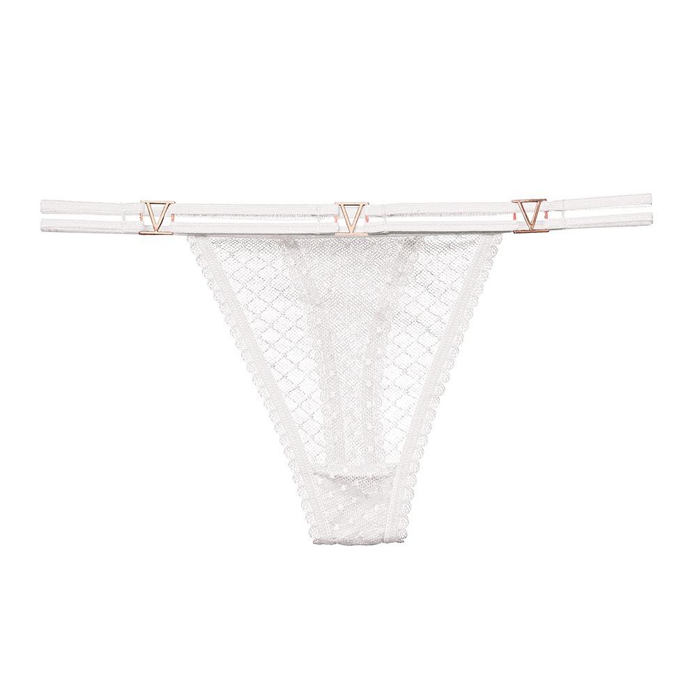 Light European Style Metal Design Sense Spice Girl Thong Thin Sexy Polka Dot Lace Hollow Strip Seduction Underwear Women