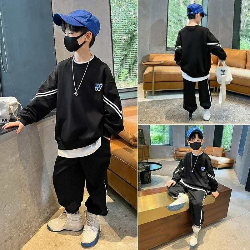 Tute sportive autunnali per ragazzi, ragazzi più grandi, felpe per ragazzi, pantaloni della tuta, abbigliamento casual alla moda per bambini per primavera e autunno