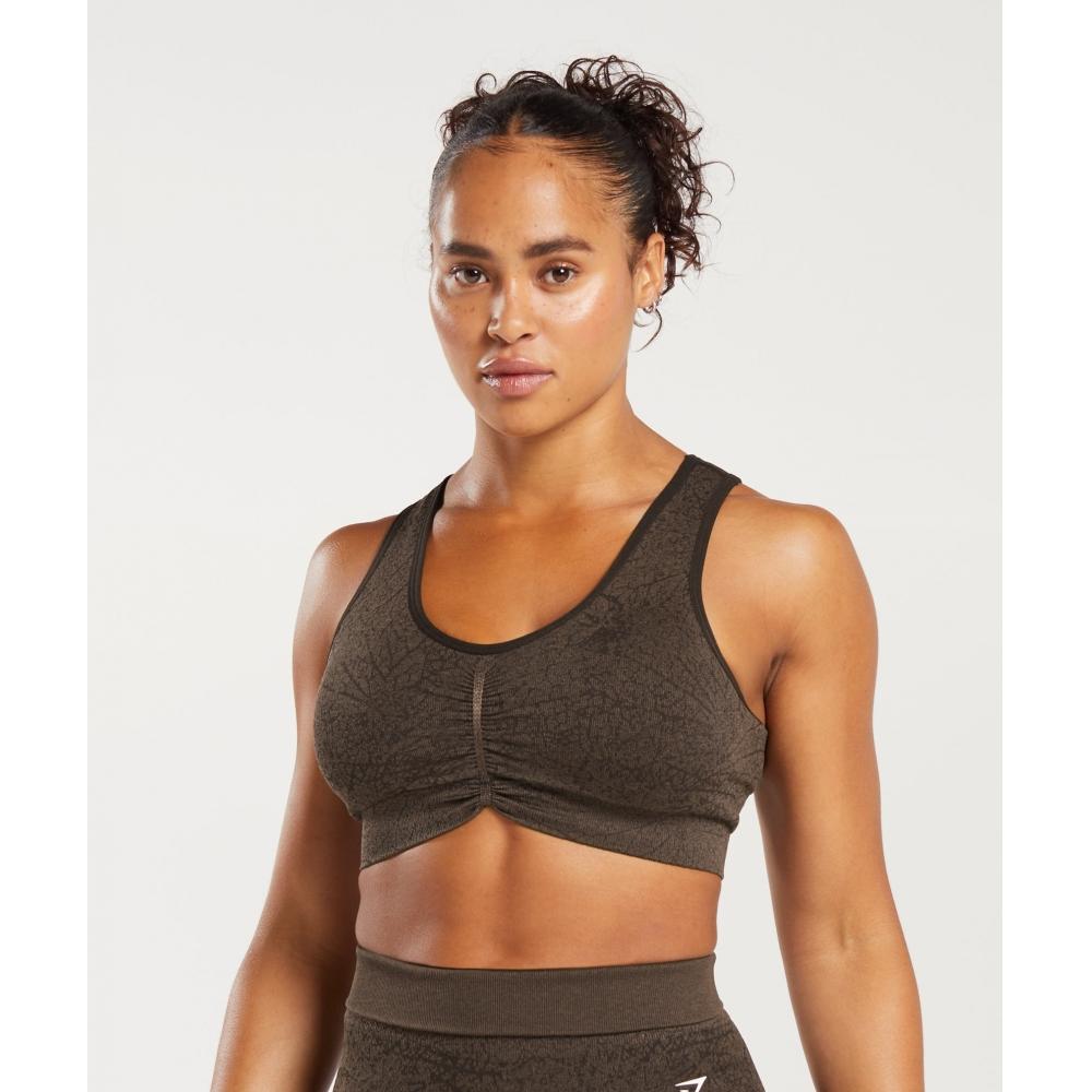 

GYMSHARK Adapt Pattern Бесшовный удлиненный бюстгальтер Woodland Brown Soul Brown B6A2H NB07