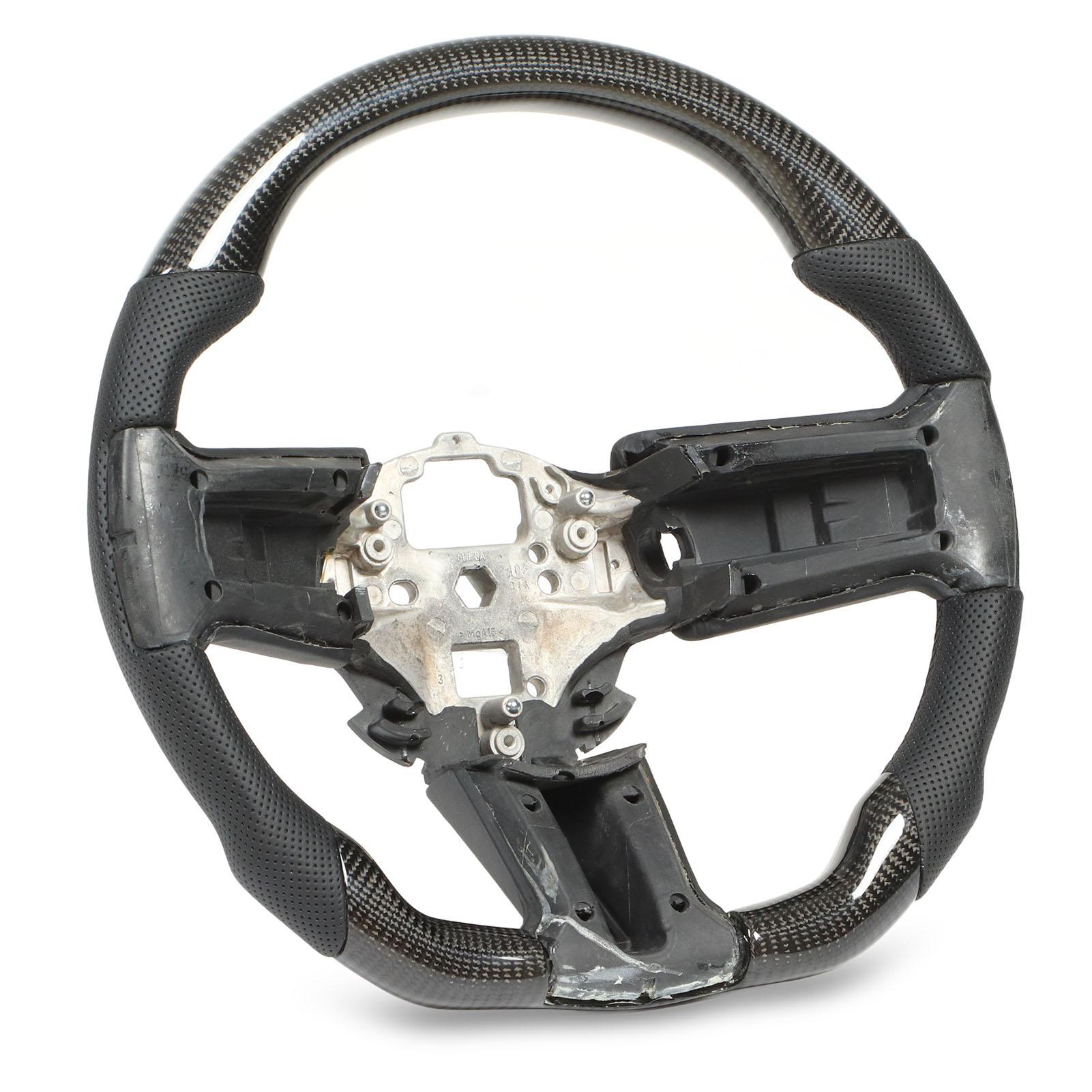 Car Steering Wheel Carbon Fiber Perforated Leather Replacement for Ford Mustang 2010‑2014