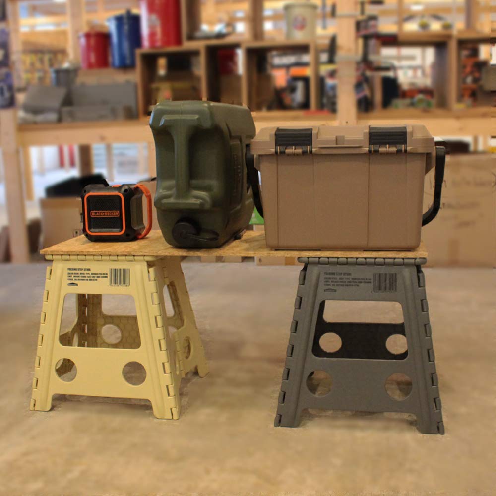 WHATNOT Folding Chair with Step Stool, Sand, 39cm Wide x 33cm Deep x 40cm High, FSS-M-SB