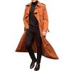 Herbst Winter Langer Trenchcoat Zweireihig Einfarbig Slim Winddicht Windbreaker Streetwear