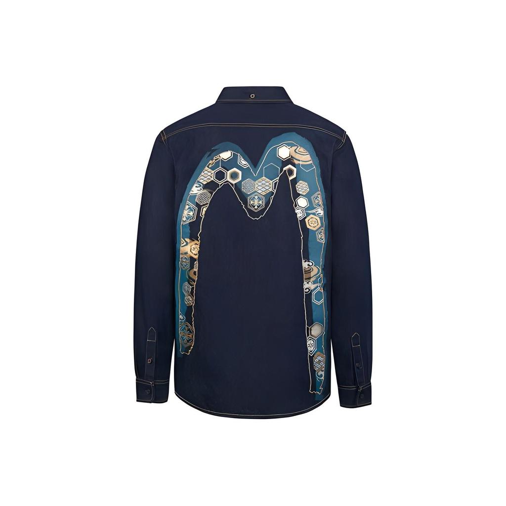 Evisu Double M Shirt Men shirts Denim-Blue 2EAHTM0SL176DN