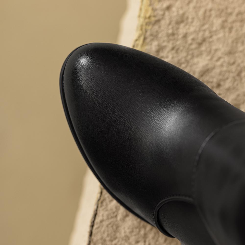 Nové Zimní Sladké Černé Bílé Dámské Kozačky po Koleno Sexy Čtvercové Vysoké Podpatky Dámské Jezdecké Boty Plus Malé Velké Velikosti