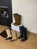 Autumn and winter new boots square head inner height increase belt buckle straight boots retro sleeve women's boots