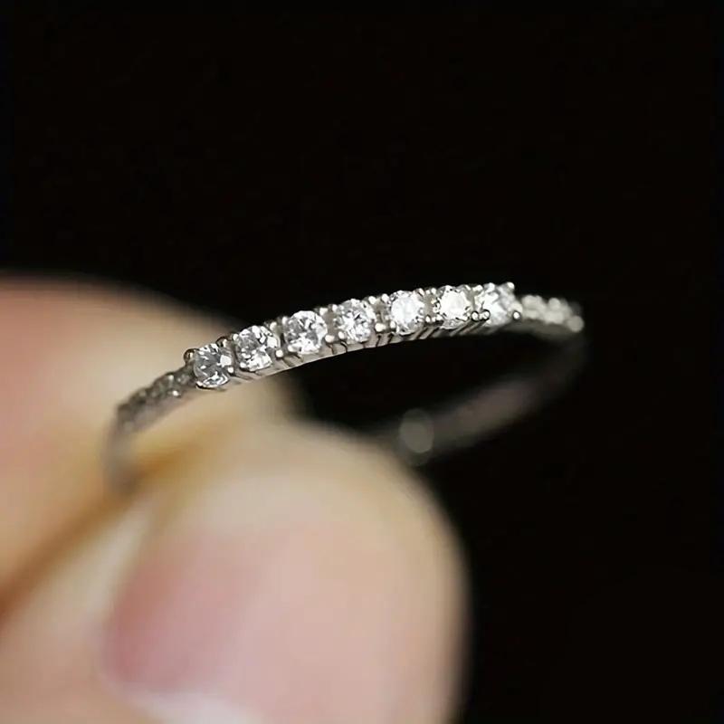 

Huitan Versatile Thin Ring Female Daily Gold Color/Copper Color Bright Zirconia Finger Accessories Lady Engagement Band Zircon 6