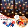 USB Plug-In, Red, White And Blue Three-Color Five-Pointed Star Decorative Lamp LED American Independence Day Light String