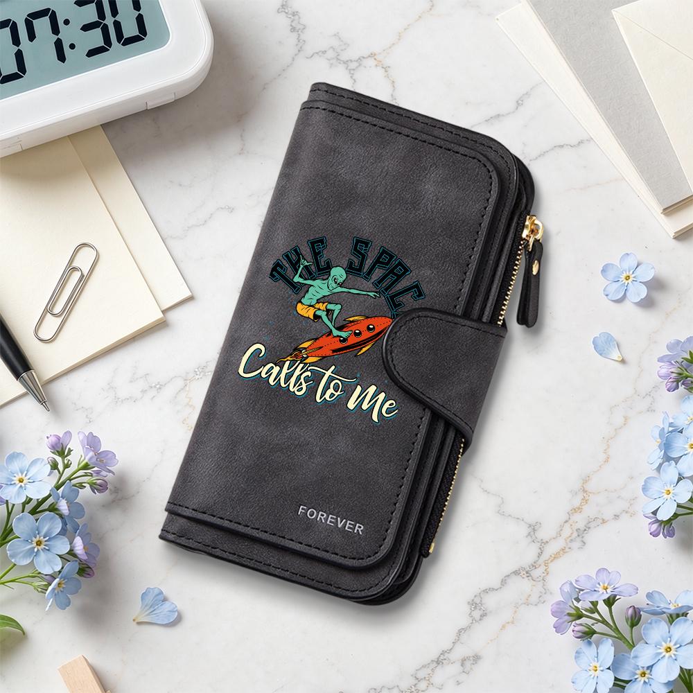 Fashion Alien Printed Purse Casual Large Capacity Card Holder Wallet for Daily Use Portable Wallet