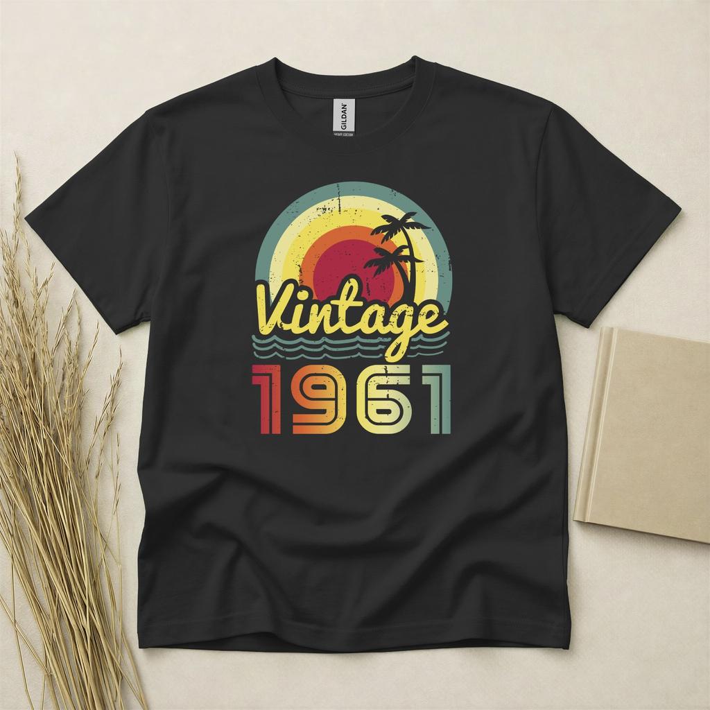 65th Birthday TShirt Born In 1961 65 Years Old Gifts Vintage Tropical Vibes Tee