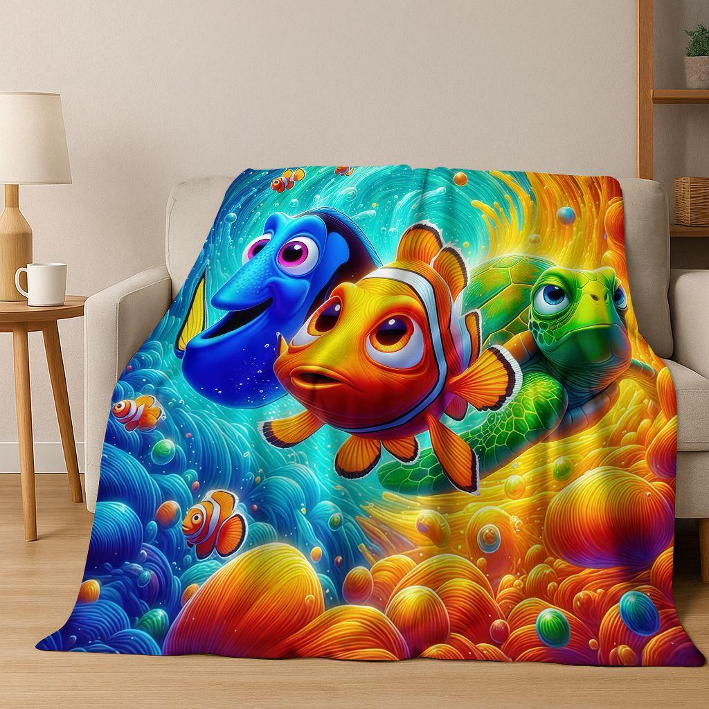 HD Cartoon Finding Nemo Underwater World Flannel Blanket,Warm and Cozy Soft Throw Blanket for Home Bedroom Bed Sofa Picnic Cover