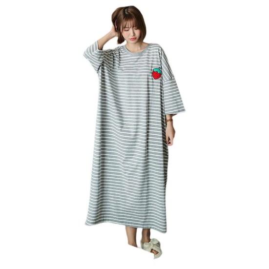 

Женская летняя ночная рубашка, удобная одежда для сна, антипиллинг в полоску, женский ночной халат, женская одежда XL серый