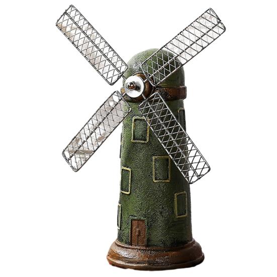 Colorful Windmill Display Dutch Ornaments, Mini Vintage Holland Statue, Resin Artwork, Ornament Classic Model, Rustic Desktop for Home Office