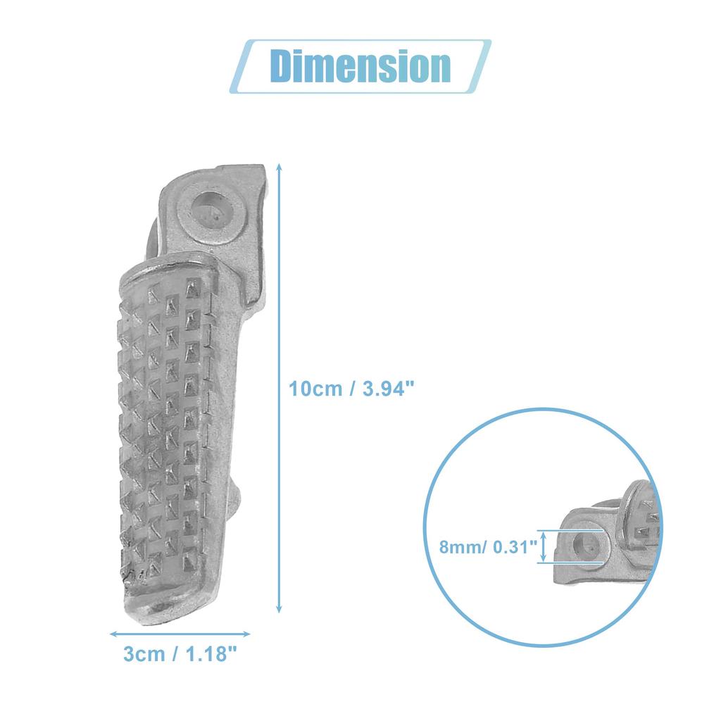 Uxcell Motorcycle Front Silver Compatible with Set of 2 and Pedals, Footsteps, Metal, Non-Slip, Tone, Honda, (Left Right)