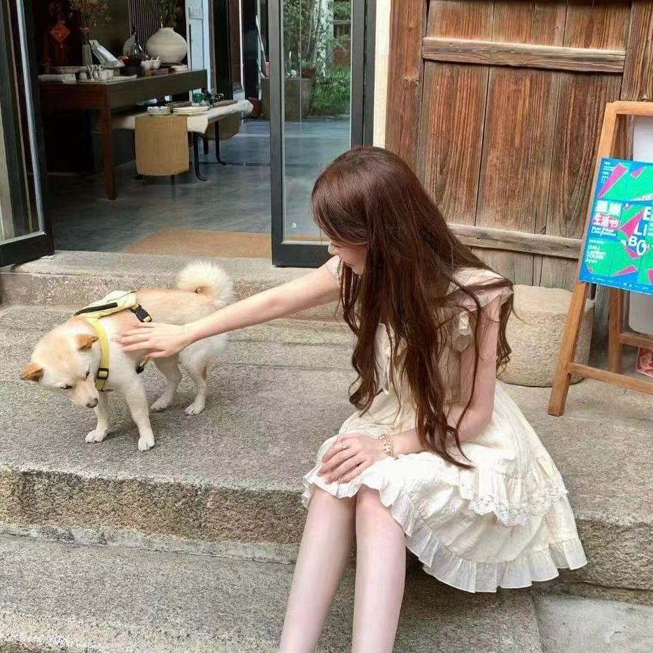 French sweet first love small flying sleeve dress children summer small temperament waist a word princess dress short skirt