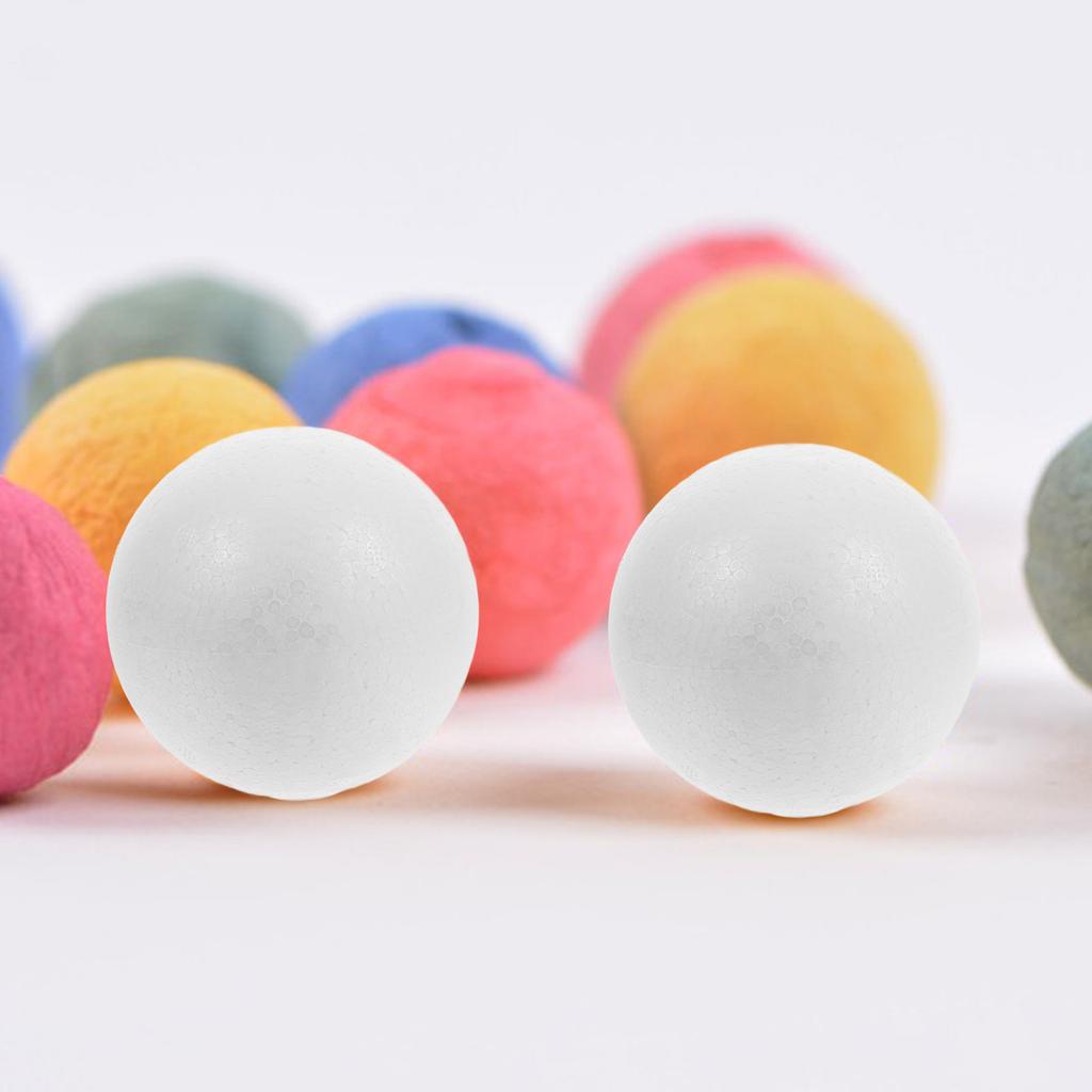 100Pcs 4Cm White Solid Round Polystyrene Balls for DIY Painting Gluing Cutting Sanding Craft Projects Wedding Christmas Party