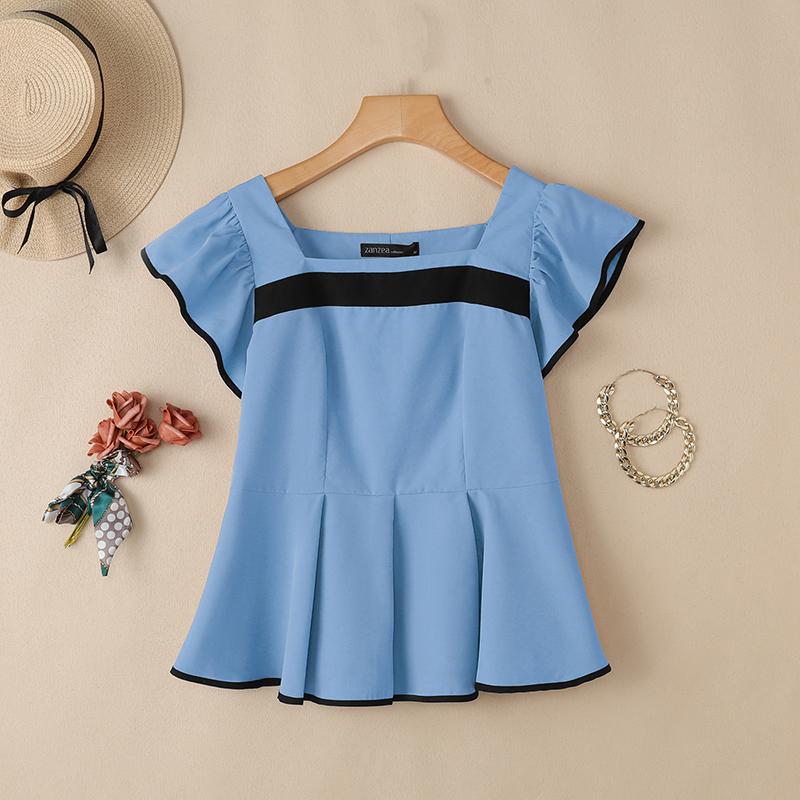 ZANZEA Women Elegant Round Neck Casual Short Sleeve Blouse
