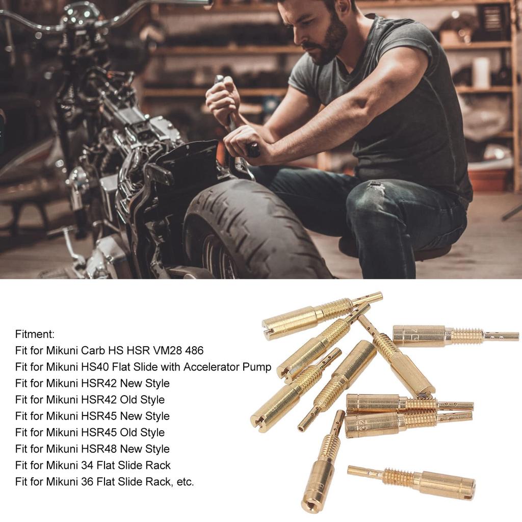 Carburetor Pilot Slow Jet Kit for 15‑25 30‑40 Mikuni Replacement HS40 HSR42HSR4510pcs Metal Motorcycle Curve Pilot Slow Jet
