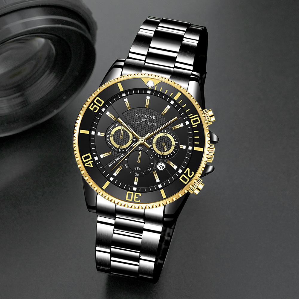 Orologio Classico da Uomo Orologio al Quarzo Orologio Multi-Quadrante Orologio in Acciaio Inossidabile Orologio Casual Sportivo da Uomo Orologio con Calendario Analogico