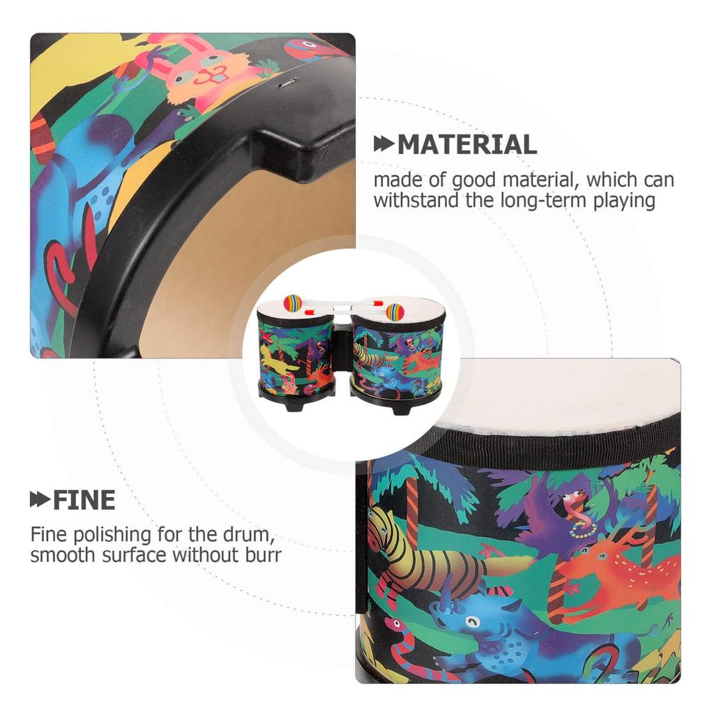 NUOBESTY 1 Set Bongo Drums for Beginners, Drum Mallets, Rhythm Percussion, Musical Instrument, Special Gift for Christmas or Birthday