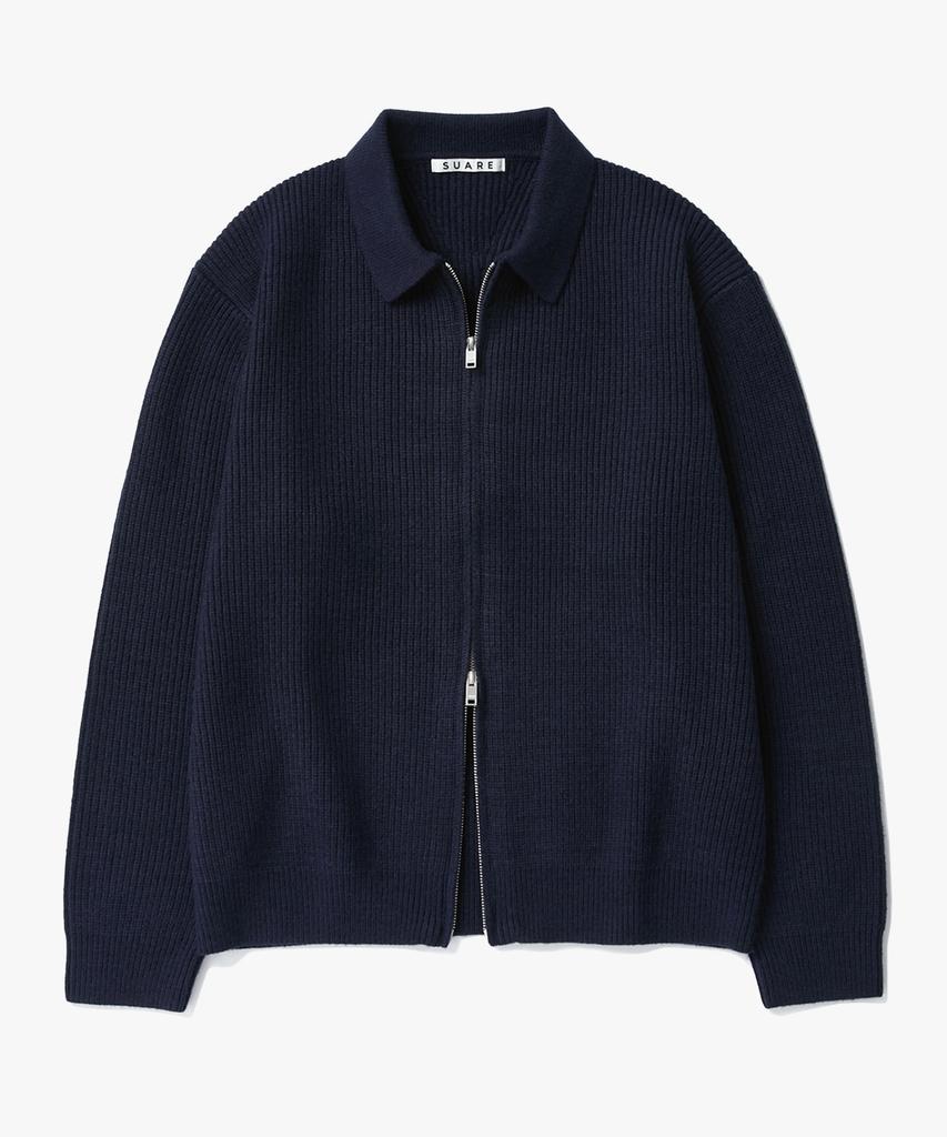 SUARE Hacci Collar Two-Way Zip-Up Knit - 7 Colors
