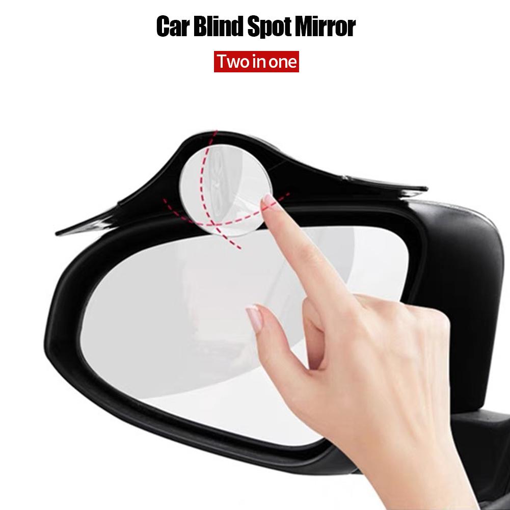 2Pcs 360 Rotatable Car Blind Spot Mirror And Rain Eyebrow Auto Parking Safety Auxiliary Mirror Accessories