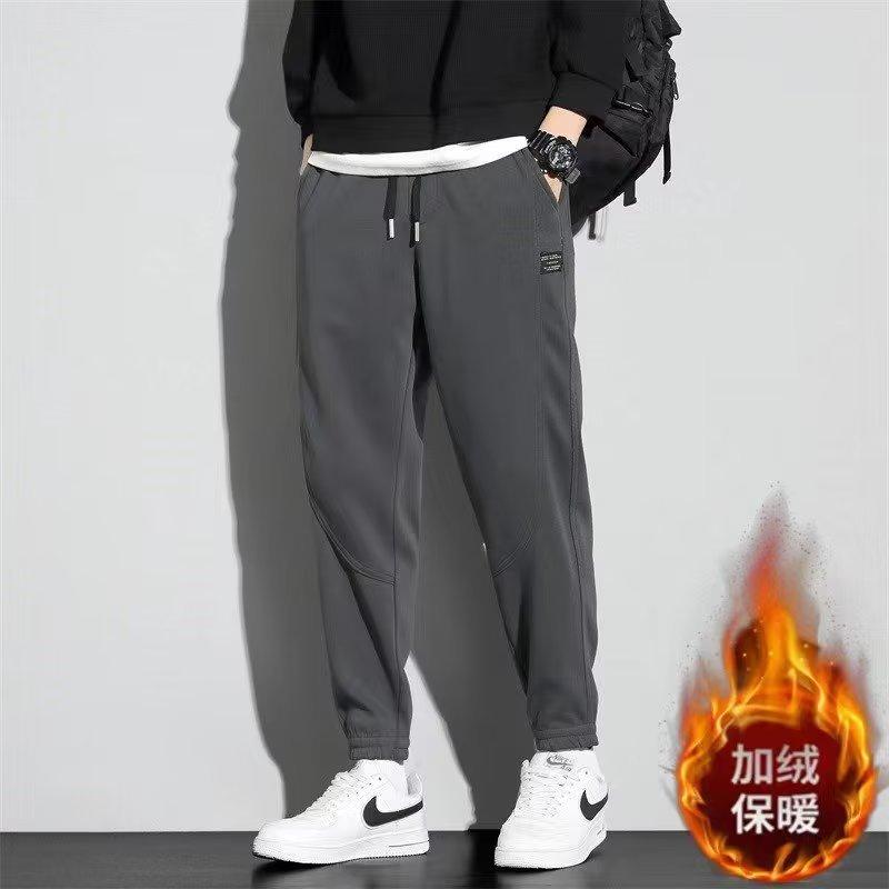 Sweatpants boys autumn and winter new fleece thickened casual pants trendy leggings loose sweatpants