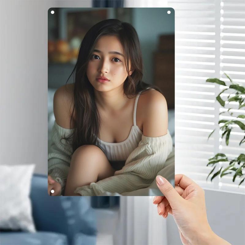 Metalowy Znak Reklamowy Vintage Elegancka Kobieta Retro Wystrój Domu Sztuka Ścienna Blacha