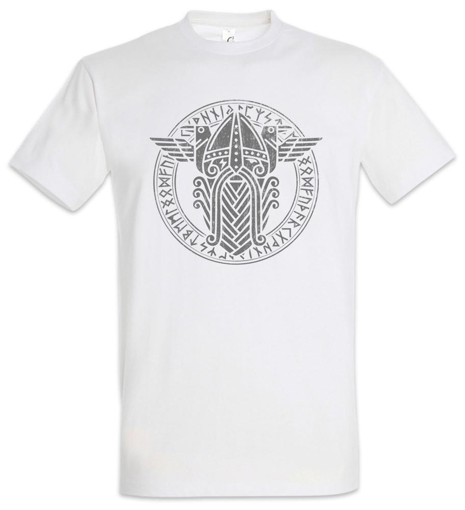 Odhin and Ravens Runes T-Shirt Viking Vikings Odin Hugin and Munin Valhall Thor