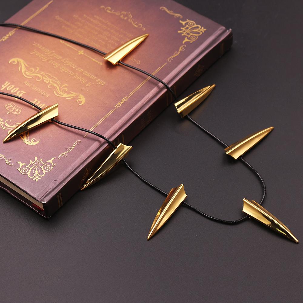 European and American Movie Merchandise Superhero Black Panther Alloy Gold-Plated COS Pendant Choker Leather Cord Necklace