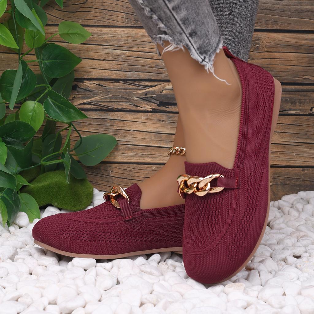 Women Flats Spring 2025 New Large Size Flat Loafers Shoes Women Knitting Slip-on Round Head Breathable Shoes for Women