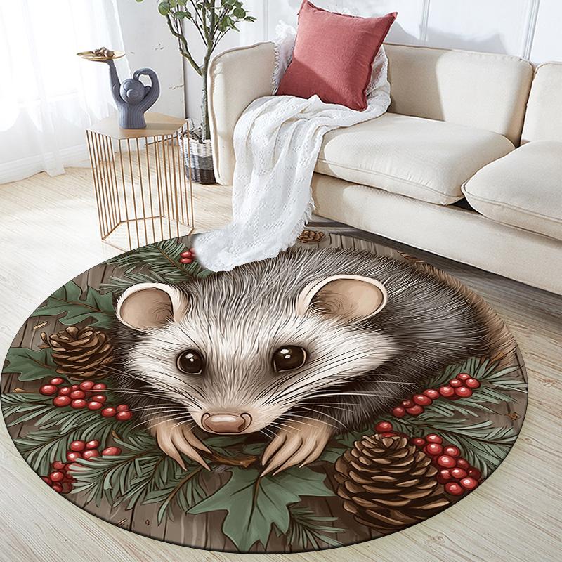 

Pinecone Animals,Round Area Rug,Carpet Rug for Living Room Bedroom Sofa Playroom Decor,Non-slip Floor Mat 80cmx80cm
