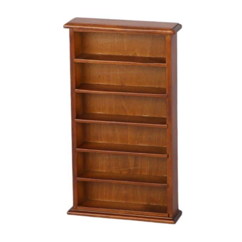 1/12 Scale Miniature Wooden Bookcase Model Figure With 6 Compartments For Doll House Accessories And Study Room Display