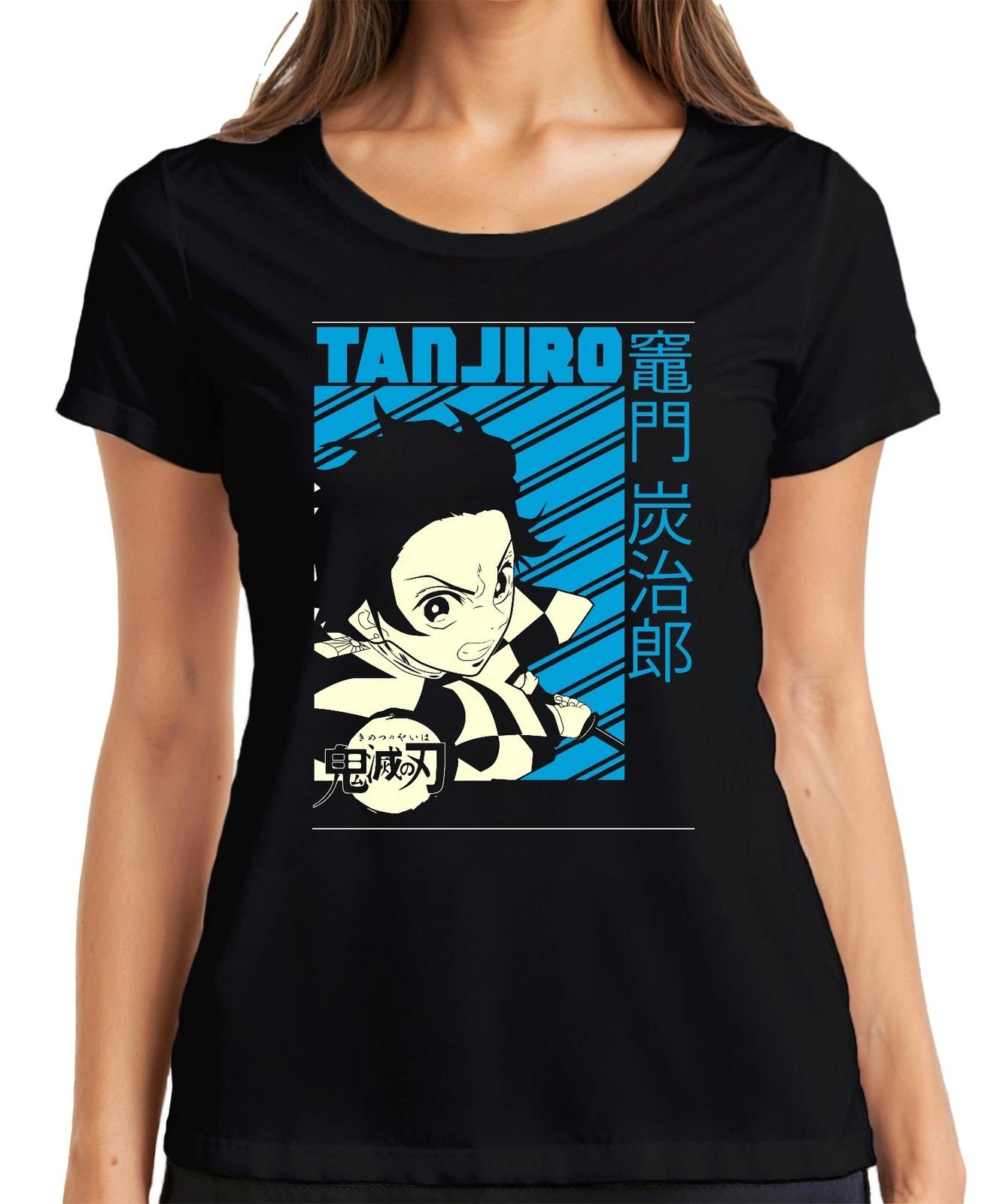 Tanjiro Kimetsu no Yaiba Schwert Karomuster Anime Geschenk Damen T-Shirt L