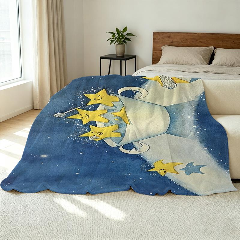 Star Anime Flannel Fleece Throw Machine Washable Soft Cozy Blanket, Warm Skin-Friendly Throw for Home, Sleep, Relax, Christmas & Halloween