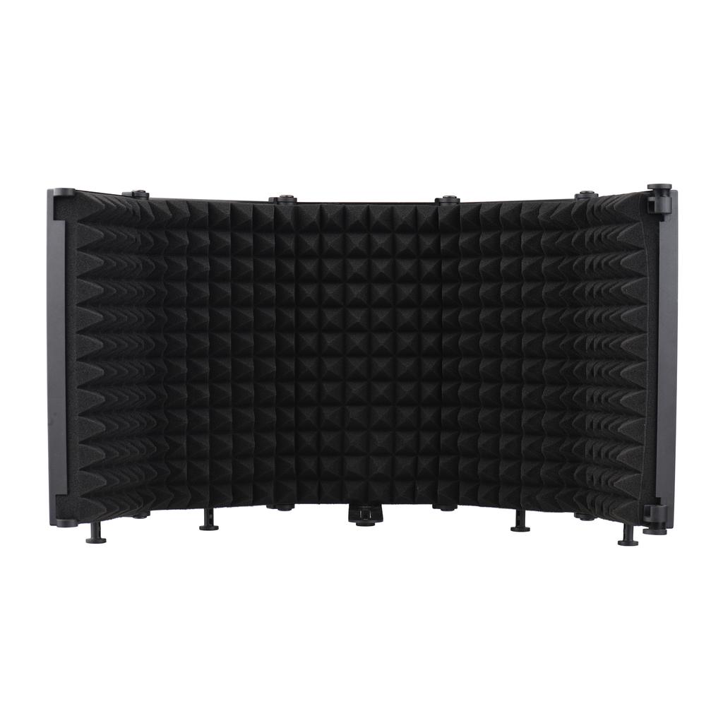 Microphone Isolation Screen Portable 5 Panel Foldable Mic Sound Absorbing Foam Reflector with Desktop Stand for Studio