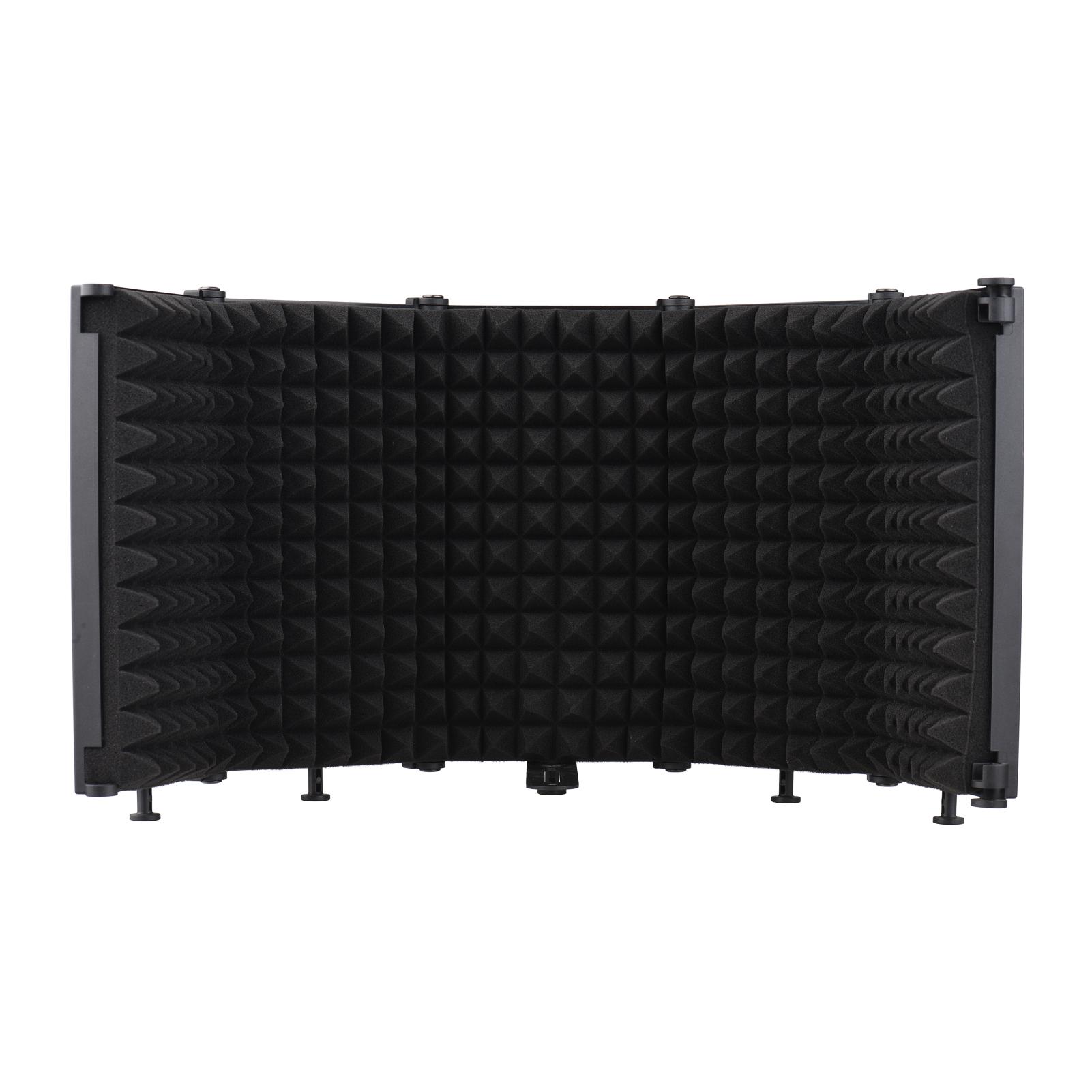 

Microphone Isolation Screen Portable 5 Panel Foldable Mic Sound Absorbing Foam Reflector with Desktop Stand for Studio чорний