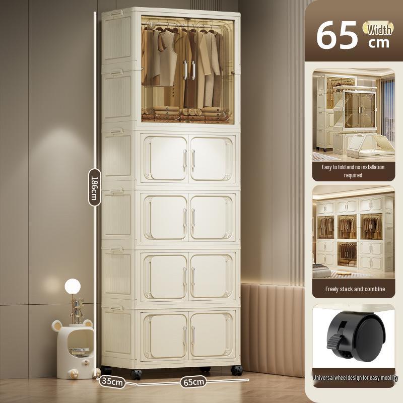 Multi-Layer Foldable Storage Cabinet: Plastic Wardrobe, Shelving Unit, Toy Organizer, Clothes Box